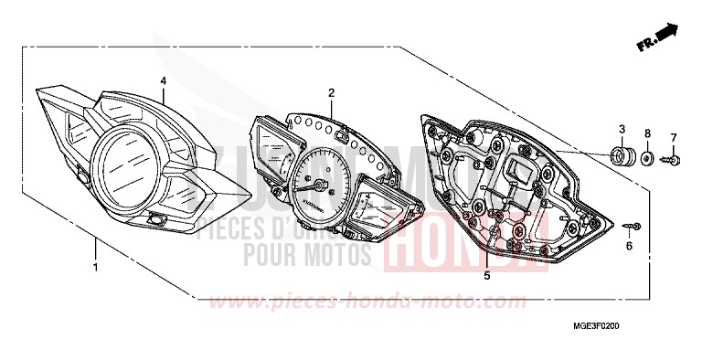 METER for VFR1200F Dual Clutch PEARL SUNBEAM WHITE (NHA66) from 2013